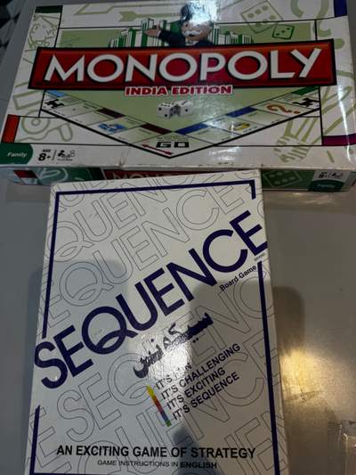 Monopoly India Edition & Sequence Board Games Combo